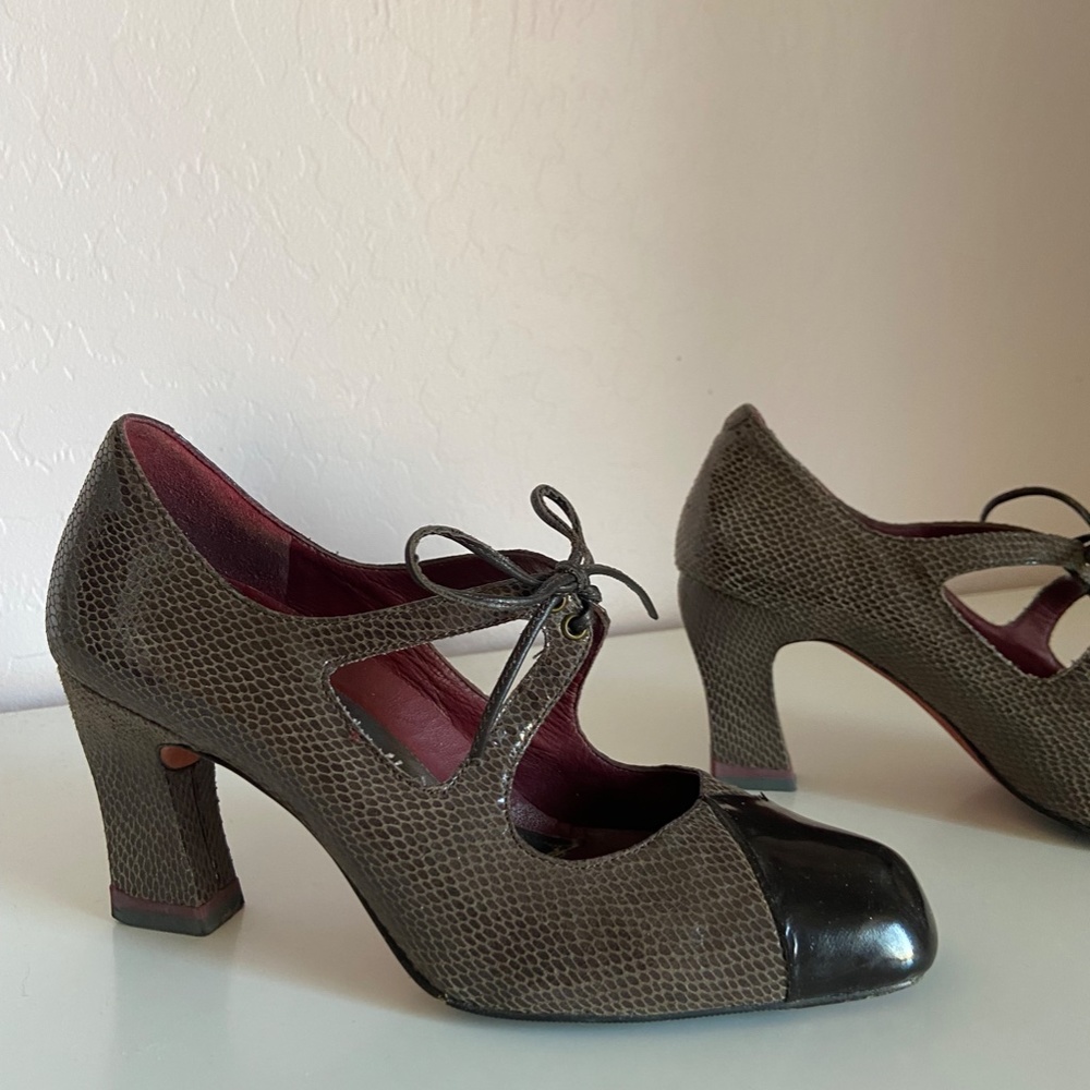 Women's, snakeskin & patent, heels, 6